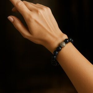 Sophisticated Midnight Blue Beaded Bracelet